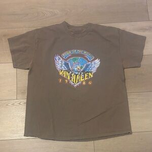 Van Halen Brown T-Shirt with Eagle and World Graphic